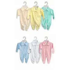 Kit 3 Macacão Bebê Gola Polo 100% Algodão Malha Liso Bebê Parceirinho – Menina/Menino/Neutro