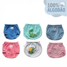Kit 3 Shorts Tapa Fralda infantil Bebê Estampado Traseiro 100% Algodão | P M G | Confortável e Macio