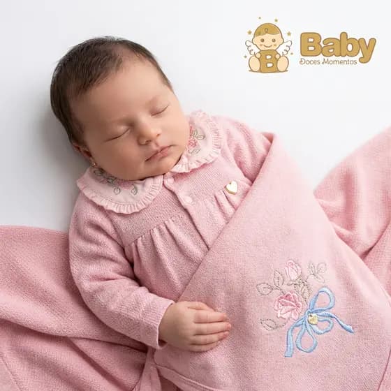 Saída de Maternidade Menina 100% Algodão Florzinha Baby Doces Momentos– Kit 2 Peças com Manta 80x80 cm
