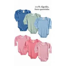 Kit 3 Body Bebê Manga Longa 100% Algodão Menina/Menino Recém-Nascido Inverno Confortável Com Costura Qualidade