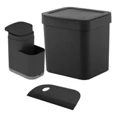 Kit Dispenser Liv Compact Lixeira 2,5 Litros e Rodo Compacto Ou