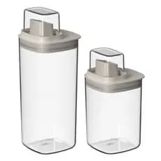 Kit 2 Peças Dispenser 1,5L e 1L Quadrado com Medidor Linha Flow Ou