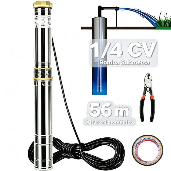 1/2hp Bomba Submersa Caneta Palito 100l/min 70mm Prateado Prateado 127V-220V