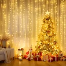 LED Cortina 3x3 pisca pisca luz cortina romântica para casamento de natal ao ar livre Branco Quente