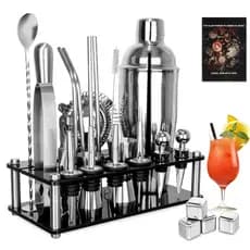 Kit Coqueteleira Profissional 26pcsTorre De Caipirinha Em Aço Inox304Kit Bartender 750ml Com Prateleira De Armazenamento