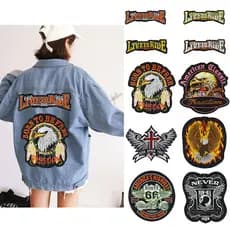 Grande patch de tecido bordado com águia de marca da moda para roupas, jaquetas de couro, jaquetas de pluma, patch para