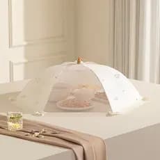 Capa de mesa dobrável anti-moscas para uso doméstico, adequada para todas as estações, guarda-chuva para cobrir alimento