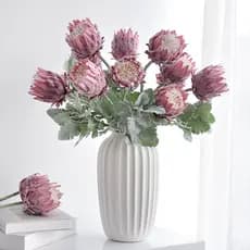 Flor artificial com pelo sintético, flor artificial de haste única, flor de seda, arranjo floral, decoração minimalista