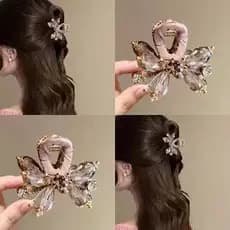 Presilha de cabelo pequena de cristal rosa estilo francês para mulheres, presilha de cabelo requintada com strass, presi