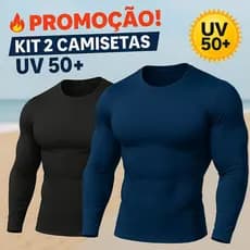 2 Camisetas Proteção Uv 50+ Segunda Pele Camiseta Térmica Blusa Treino Esportes Malha Fria