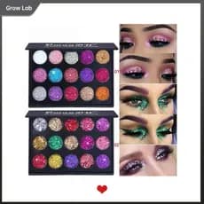 Paleta de sombras com Glitter em pó prensado colorido de 15 cores - pó de maquiagem Mineral à prova d'água Super duradou