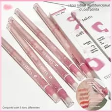Lápis Labial Matte 3 em 1 FAICCIA com Pincel Esfumador e Apontador 5 Tons Nude Multifuncional