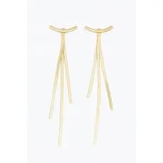 Brinco de festa 3 fios dourados com meia argola frontal bijuteria semijoias