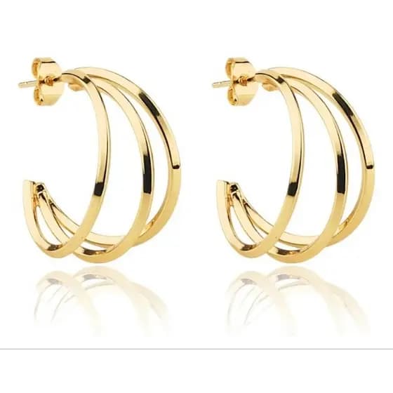 Brinco de Argola Tripla Dourado bijuteria semijoias
