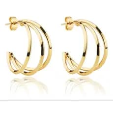 Brinco de Argola Tripla Dourado bijuteria semijoias