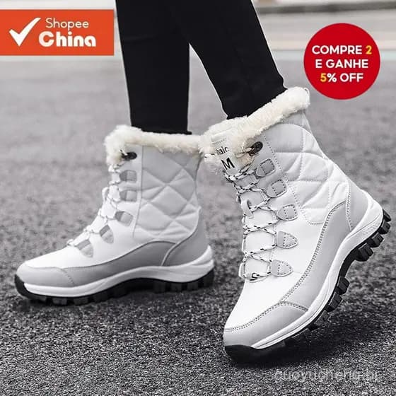 Botas Texanas Curtas Femininas Impermeáveis Antiderrapantes Leves e Pesadas para Neve de Inverno com Salto Alto 38 QJXO