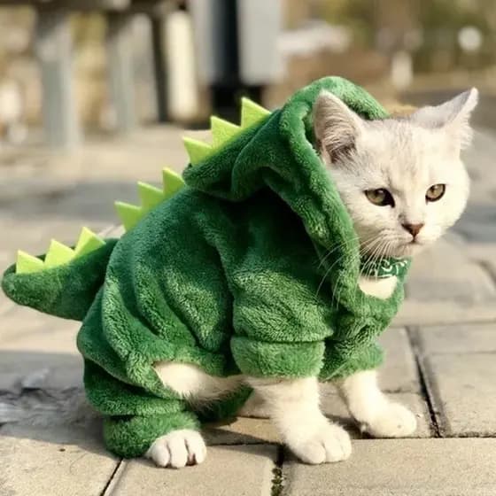 Casaco/Jaqueta Quente para Cães/Gatos em Forma de Dinossauro de Quatro Patas/Verde/Roupas Fofas IYO0