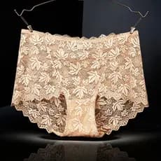 (45KG ~ 100KG) Calcinhas Femininas Plus Size de Cintura Alta, Elásticas, Respiráveis, Elegantes, com Renda, 10 Cores, Se