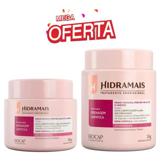 💆‍♀️Creme para Drenagem Linfática Hidramais 💖 Alta hidratação e deslizamento perfeito para massagens