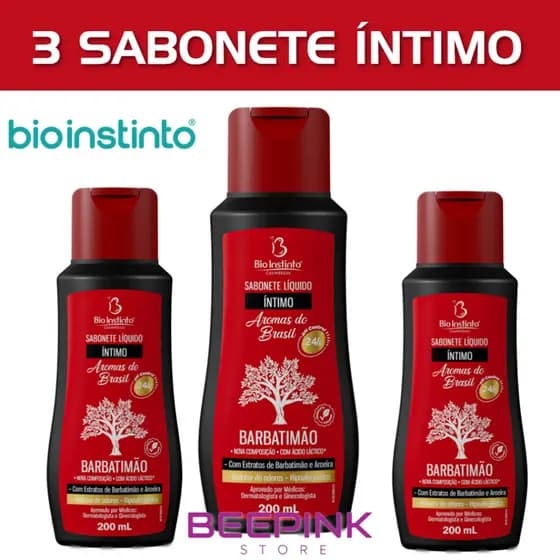3 Sabonetes Íntimos Barbatimão Bio Instinto 200ml - pH Equilibrado e Fragrância Agradável