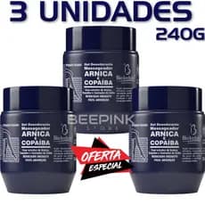 🔥KIT 3 UNIDADES 🔥  💙 Gel Desodorante Massageador Arnica & Copaíba – 240g 💙