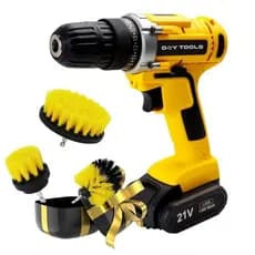 Parafusadeira E Furadeira Impacto Bateria 21v + kit 3 Escovas