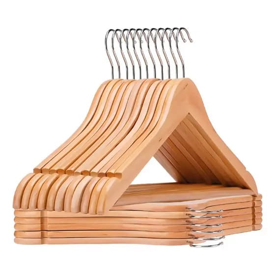 Kit 100 Cabide De Madeira Marfim Organizador Closet - Marfim