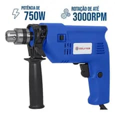 Furadeira Parafusadeira Impacto Holtter 750w Com Maleta Reversível Azul 220v