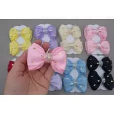 kit com 8 pares laços cruzado com gravata coração infantil /laços de bebê luxo