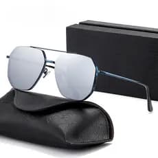 Óculos de Sol Masculinos Estilo Piloto, Armação de Metal, Óculos de Condução Polarizados, Óculos de Pesca UV400