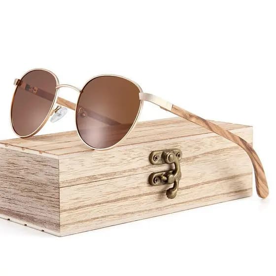 Óculos de Sol Femininos e Masculinos 2026, Óculos de Sol de Madeira, Óculos Polarizados de Bambu, Óculos Retro para Cond