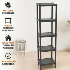 Prateleira Organizadora 5 Andares Estante Multiuso Preta Banheiro Cozinha Quarto