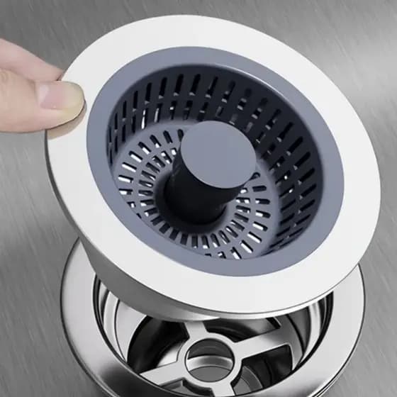 Ralo de Pia de Cozinha em Aço Inox com Válvula Coletora de Resíduos Para Pia de Cozinha Duhome