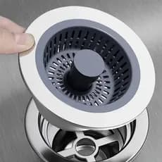 Ralo de Pia de Cozinha em Aço Inox com Válvula Coletora de Resíduos Para Pia de Cozinha Duhome