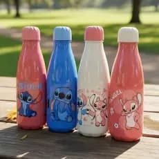 Garrafa  Stitch Com Tampa Squeeze Personagem 600ML Stitch e Namorada Angel Passeio Garrafa Plástico