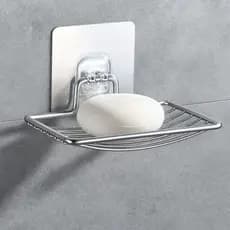 Saboneteira de Inox com Adesivo Forte Sem Furo para Banheiro Cozinha Antiferrugem Preta ou Prata