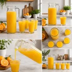 Kit Jarra Com Tampa 1L E 4/6 Copos Choppinho Jarro de Vidro Casa Jarra para Cozinha Suco Agua Duhome
