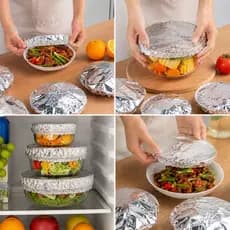 Kit 10 Tampas Protetoras Alumínio Com Elástico 36cm Para Pratos Tigelas Alimentos Reutilizáveis