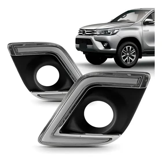 Par Moldura Milha Daylight Hilux 2016 2017 2018 Drl