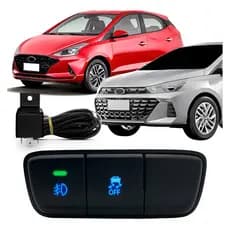 Kit Botão Farol Milha Hb20 2020 21 2022 2023 Chicote E Relê