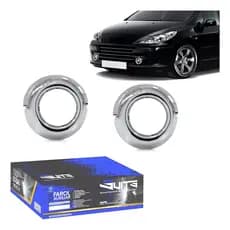 Grade Aro Moldura Cromada Milha Peugeot 307 2007 Á 2012 Par