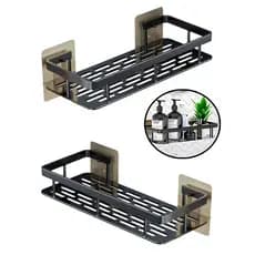 Kit 2 Prateleira Suporte Porta Shampoo Box Banheiro Organizador Sem Furar Parede Nicho Organizado