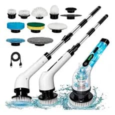 Escova De Limpeza Elétrica Multiuso Rotatória Magica Limpa Canto Friso Banheiro Cozinha Mop 9 Em 1