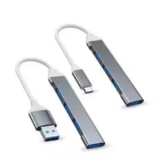 Hub USB 3.0 Tipo C 3.0 4 Portas - Revestimento de Alumínio, 5 Gbps, para Notebooks e Computadores