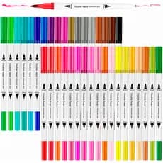 Canetas Brush Pen e Ponta Fina Dual 12 24 36 48 Canetinhas Coloridas para Desenho Caligrafia Arte