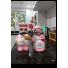 Casal de  cozinheiro em cerâmica porta colher