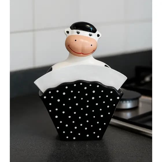 Vaca Porta Filtro de Café ou Guardanapo em Cerâmica Decorativa Cozinha