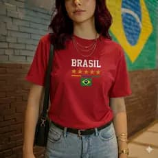 Camiseta Brasil Vermelha Camisa Classe Trabalhadora Básica Unissex Algodão Copa Campeão Envio Já