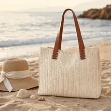 Bolsa Feminina Grande Em Palha Trançada Casual Elegante Alças Resistentes Marrom Praia Cidade Trabalho Compras Viagens