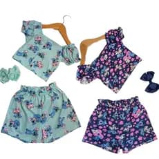 Conjunto Infantil Feminina STITCH | Suplex Curta & Short | Resistente e Durável (P-GG)